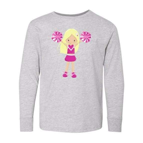 Inktastic Cheerleaders, Cute Girl, Blonde Hair, Cheerleading Long Sleeve Youth T-Shirt