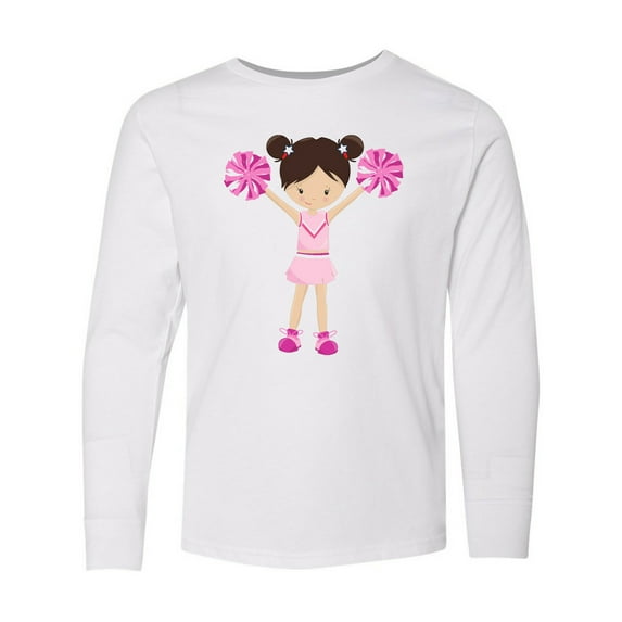 Inktastic Cheerleaders, Cute Girl, Brown Hair, Cheerleading Long Sleeve Youth T-Shirt