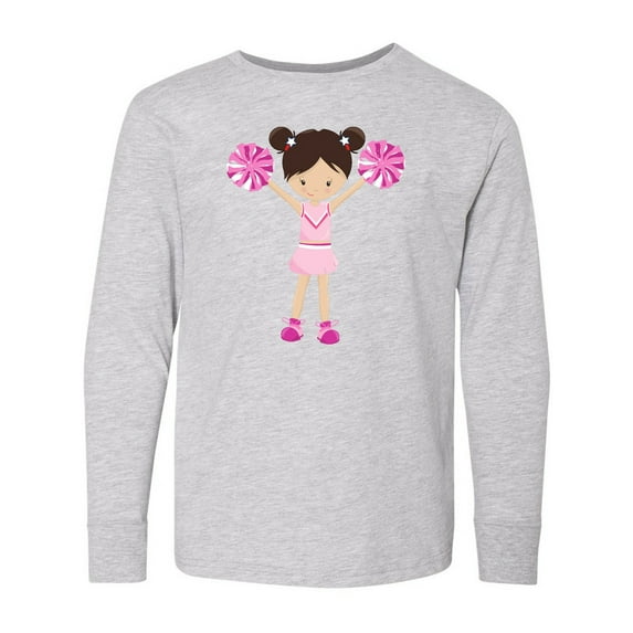 Inktastic Cheerleaders, Cute Girl, Brown Hair, Cheerleading Long Sleeve Youth T-Shirt