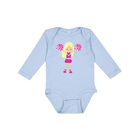 Inktastic Cheerleaders, Girl With Blonde Hair, Pink Uniform Girls Long Sleeve Baby Bodysuit