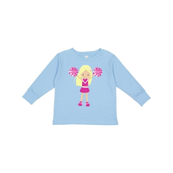 Inktastic Cheerleaders, Girl With Blonde Hair, Pink Uniform Girls Long Sleeve Toddler T-Shirt