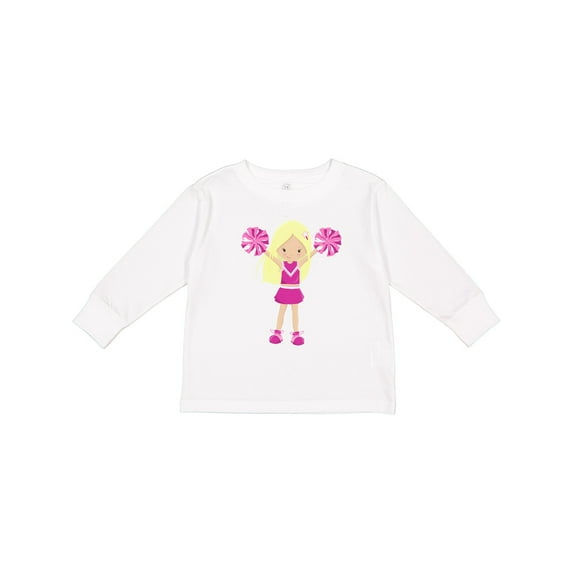 Inktastic Cheerleaders, Girl With Blonde Hair, Pink Uniform Girls Long Sleeve Toddler T-Shirt