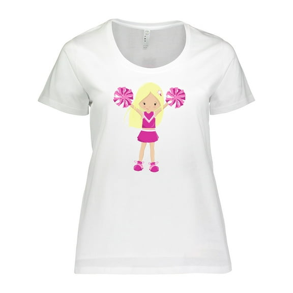 Inktastic Cheerleaders, Girl With Blonde Hair, Pink Uniform Women's Plus Size T-Shirt