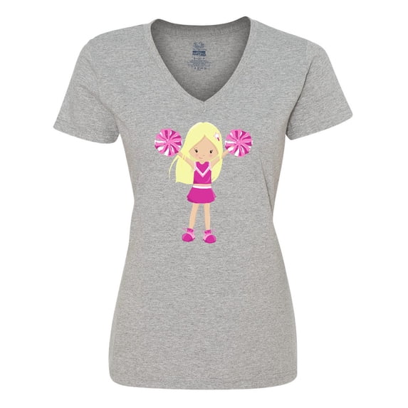 Inktastic Cheerleaders, Girl With Blonde Hair, Pink Uniform Women's V-Neck T-Shirt