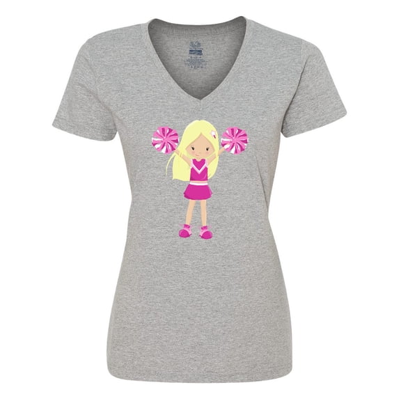 Inktastic Cheerleaders, Girl With Blonde Hair, Pink Uniform Women's V-Neck T-Shirt