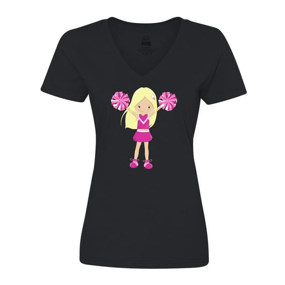 Inktastic Cheerleaders, Girl With Blonde Hair, Pink Uniform Women's V-Neck T-Shirt