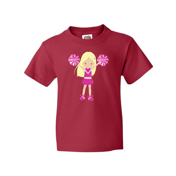 Inktastic Cheerleaders, Girl With Blonde Hair, Pink Uniform Youth T-Shirt