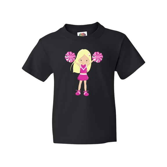Inktastic Cheerleaders, Girl With Blonde Hair, Pink Uniform Youth T-Shirt