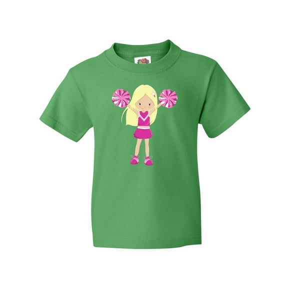 Inktastic Cheerleaders, Girl With Blonde Hair, Pink Uniform Youth T-Shirt