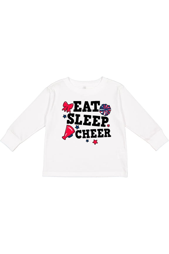 Cheerleading Eat Sleep Cheer Girls Long Sleeve Toddler T-Shirt