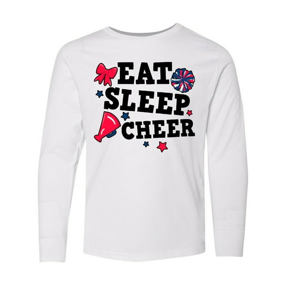 Inktastic Cheerleading Eat Sleep Cheer Long Sleeve Youth T-Shirt
