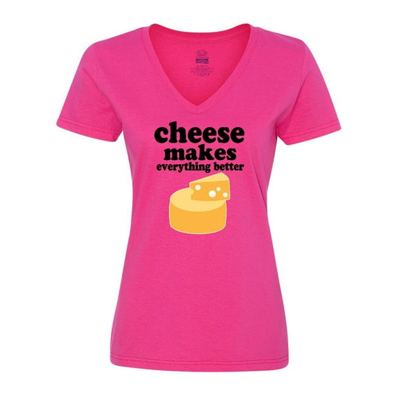 Inktastic Cheese Makes Everything Better Women's V-Neck T-Shirt
