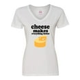 thumbnail image 1 of Inktastic Cheese Makes Everything Better Women's V-Neck T-Shirt, 1 of 5
