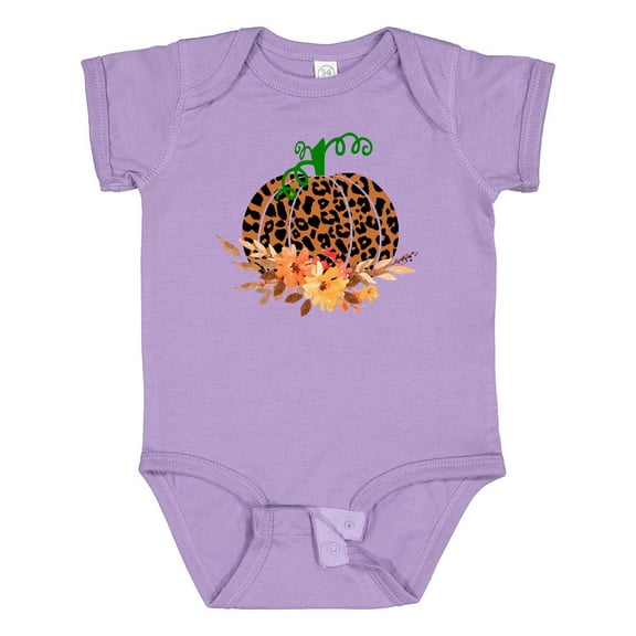 Inktastic Cheetah Print Pretty Pumpkin with Fall Leaves Boys or Girls Baby Bodysuit