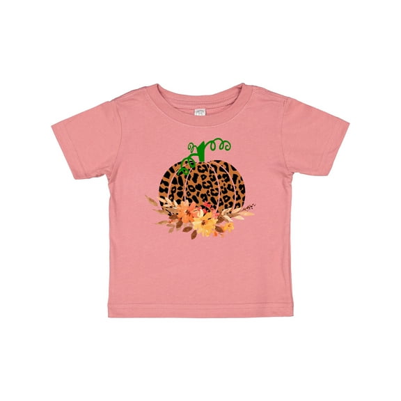Inktastic Cheetah Print Pretty Pumpkin with Fall Leaves Boys or Girls Baby T-Shirt