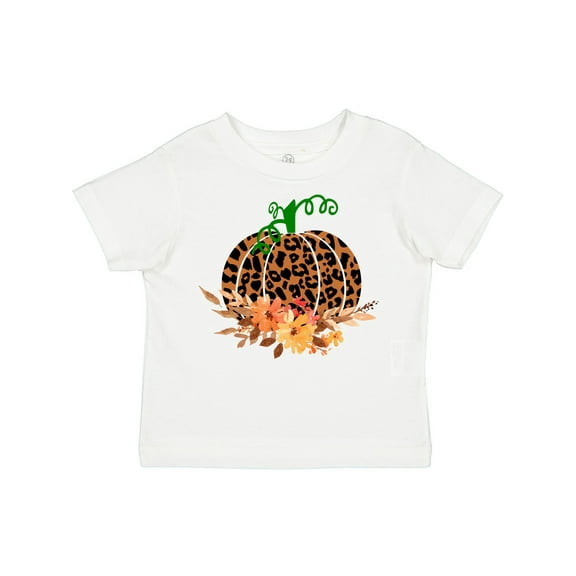 Inktastic Cheetah Print Pretty Pumpkin with Fall Leaves Boys or Girls Toddler T-Shirt
