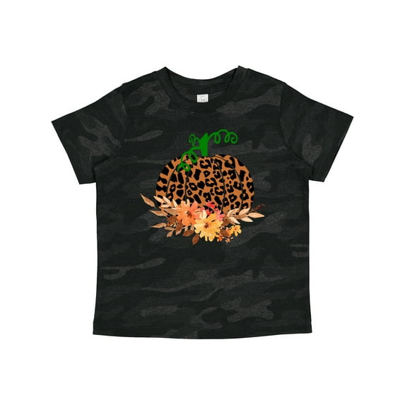 Inktastic Cheetah Print Pretty Pumpkin with Fall Leaves Boys or Girls Toddler T-Shirt