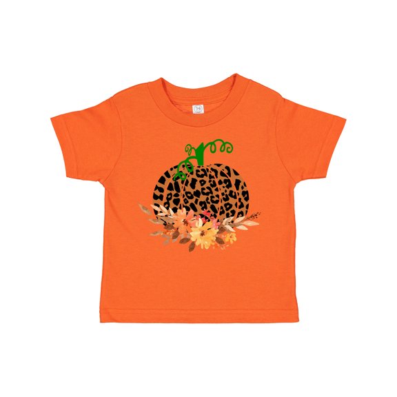 Inktastic Cheetah Print Pretty Pumpkin with Fall Leaves Boys or Girls Toddler T-Shirt