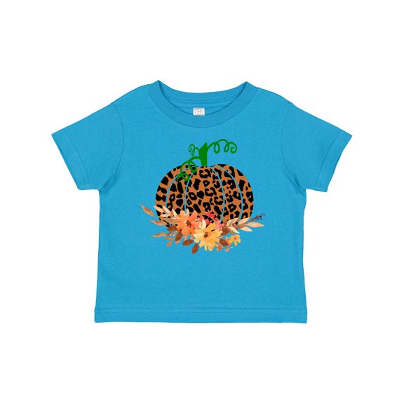 Inktastic Cheetah Print Pretty Pumpkin with Fall Leaves Boys or Girls Toddler T-Shirt