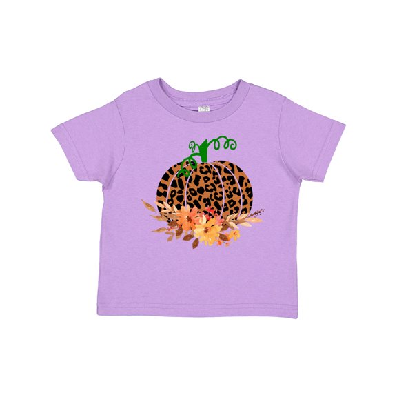 Inktastic Cheetah Print Pretty Pumpkin with Fall Leaves Boys or Girls Toddler T-Shirt