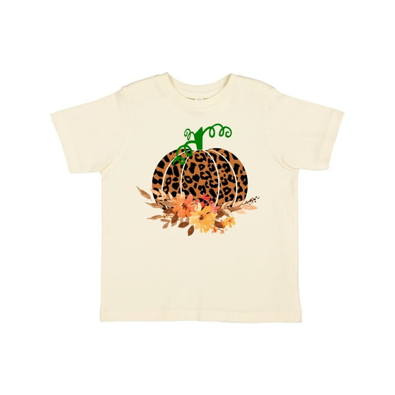 Inktastic Cheetah Print Pretty Pumpkin with Fall Leaves Boys or Girls Toddler T-Shirt