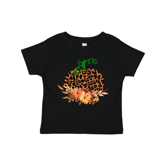 Inktastic Cheetah Print Pretty Pumpkin with Fall Leaves Boys or Girls Toddler T-Shirt