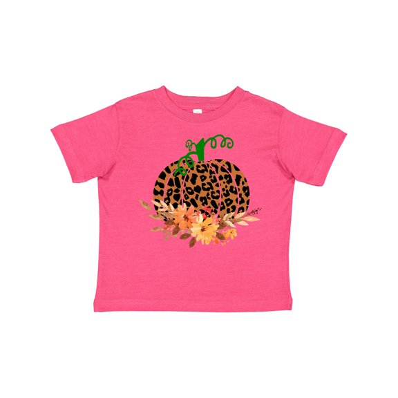 Inktastic Cheetah Print Pretty Pumpkin with Fall Leaves Boys or Girls Toddler T-Shirt
