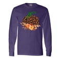thumbnail image 1 of Inktastic Cheetah Print Pretty Pumpkin with Fall Leaves Long Sleeve T-Shirt, 1 of 5