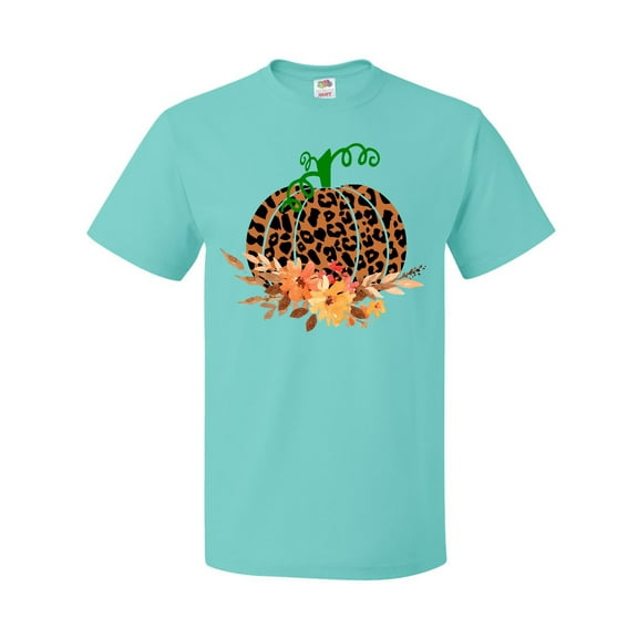 Inktastic Cheetah Print Pretty Pumpkin with Fall Leaves T-Shirt