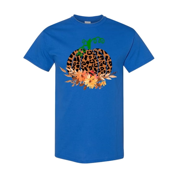 Inktastic Cheetah Print Pretty Pumpkin with Fall Leaves T-Shirt