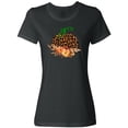 thumbnail image 1 of Inktastic Cheetah Print Pretty Pumpkin with Fall Leaves Women's T-Shirt, 1 of 5