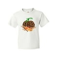 thumbnail image 1 of Inktastic Cheetah Print Pretty Pumpkin with Fall Leaves Youth T-Shirt, 1 of 5