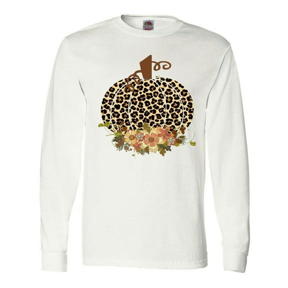 Inktastic Cheetah Print Pumpkin Long Sleeve T-Shirt