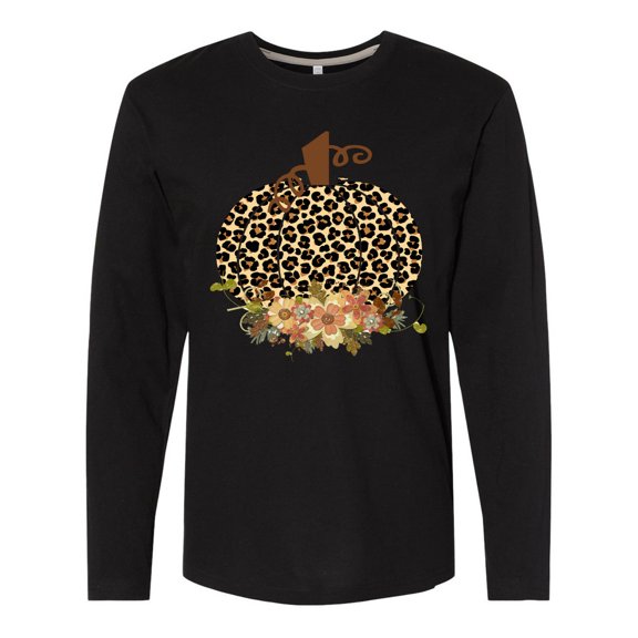 Inktastic Cheetah Print Pumpkin Long Sleeve T-Shirt
