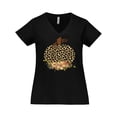 thumbnail image 1 of Inktastic Cheetah Print Pumpkin Women's Plus Size V-Neck T-Shirt, 1 of 5
