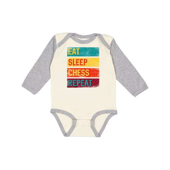 Inktastic Chess Player Eat Sleep Chess Repeat Boys or Girls Long Sleeve Baby Bodysuit