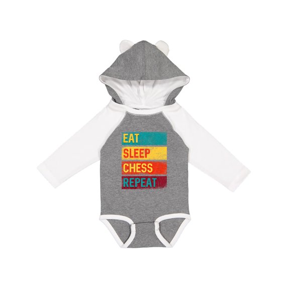 Inktastic Chess Player Eat Sleep Chess Repeat Boys or Girls Long Sleeve Baby Bodysuit