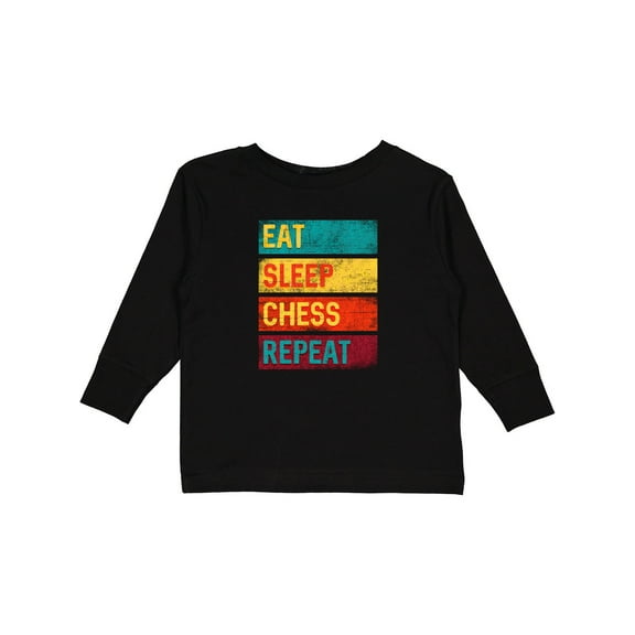 Inktastic Chess Player Eat Sleep Chess Repeat Boys or Girls Long Sleeve Toddler T-Shirt