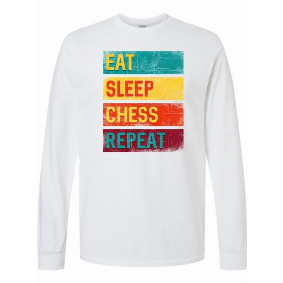 Inktastic Chess Player Eat Sleep Chess Repeat Long Sleeve T-Shirt