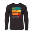 thumbnail image 1 of Inktastic Chess Player Eat Sleep Chess Repeat Long Sleeve Youth T-Shirt, 1 of 5