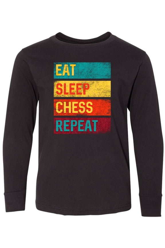 Chess Player Eat Sleep Chess Repeat Long Sleeve Youth T-Shirt