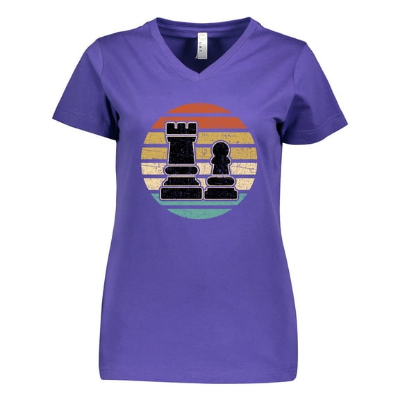 Inktastic Chess Player Gift Retro Women's V-Neck T-Shirt