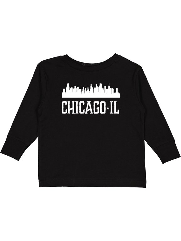 Chicago Illinois Skyline IL Cities Boys or Girls Long Sleeve Toddler T-Shirt