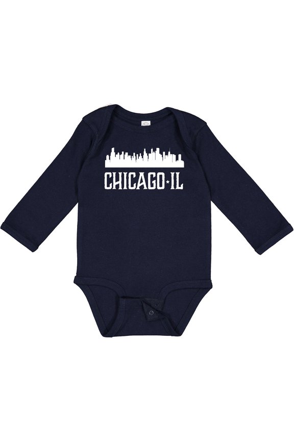 Chicago Illinois Skyline Il Cities Boys or Girls Long Sleeve Baby Bodysuit