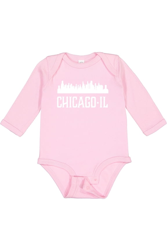 Chicago Illinois Skyline Il Cities Boys or Girls Long Sleeve Baby Bodysuit
