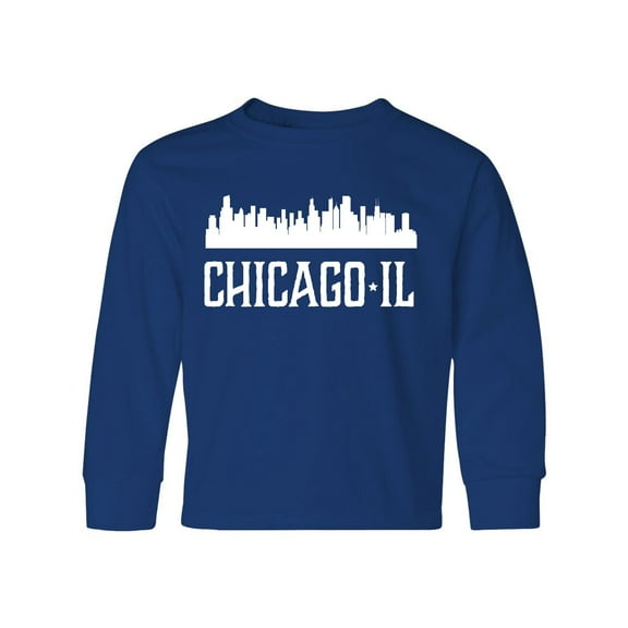 Inktastic Chicago Illinois Skyline Il Cities Long Sleeve Youth T-Shirt