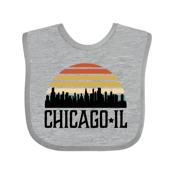 Inktastic Chicago Illinois Skyline Vintage Boys or Girls Baby Bib