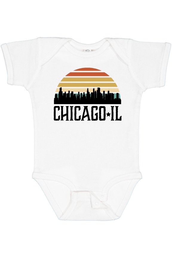 Chicago Illinois Skyline Vintage Boys or Girls Baby Bodysuit