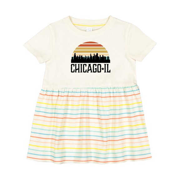 Inktastic Chicago Illinois Skyline Vintage Girls Baby Dress