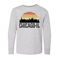 thumbnail image 1 of Inktastic Chicago Illinois Skyline Vintage Long Sleeve Youth T-Shirt, 1 of 5